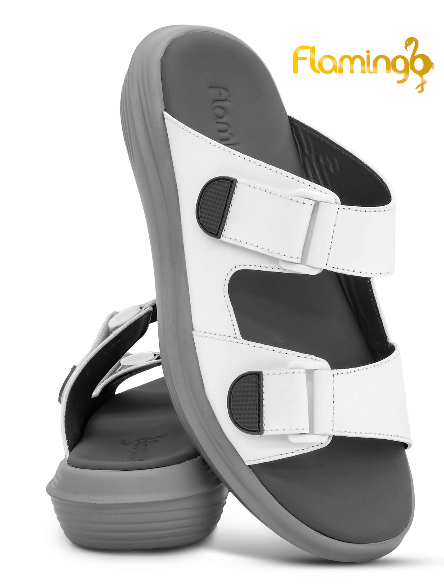 Flamingo Premium[FG131]8078 White Gray Gents Arabic Sandal