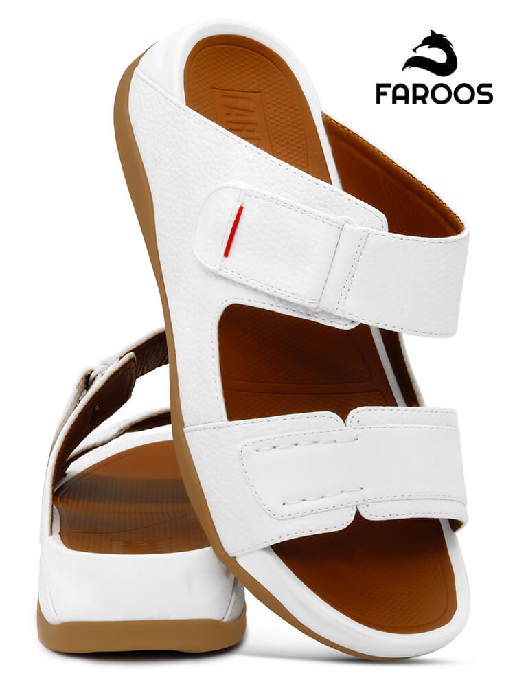 Faroos[F538]M107 White Gents Arabic Sandal